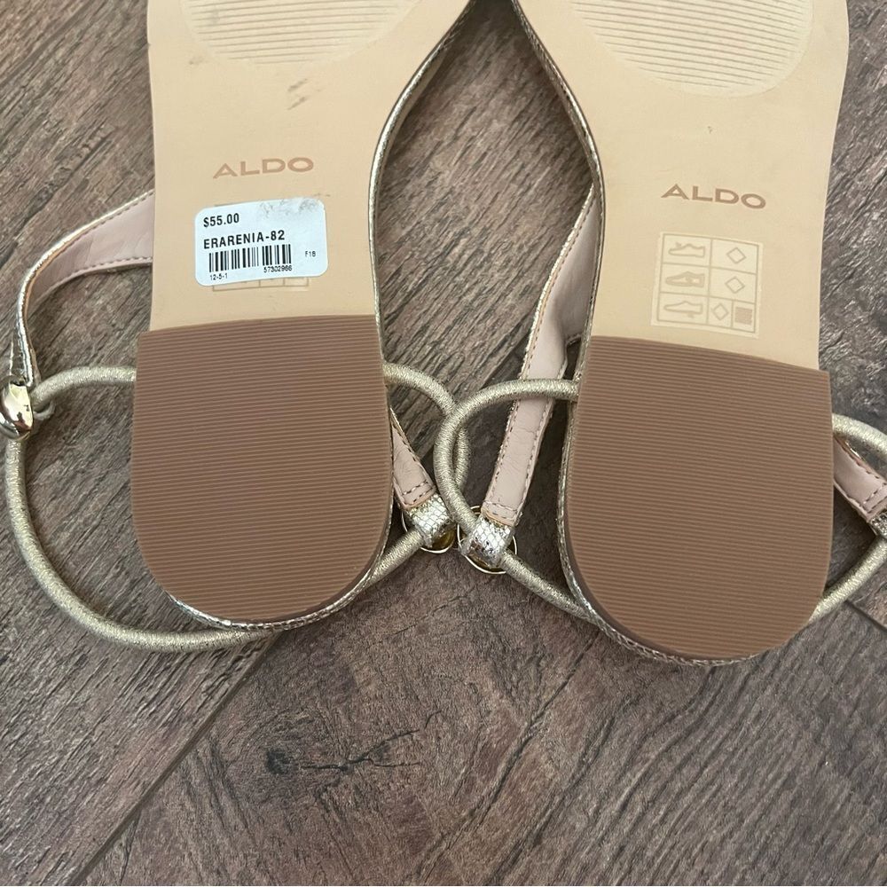 ALDO Erarenia Gold Sandal adjustable Sling style - Picture 3 of 13